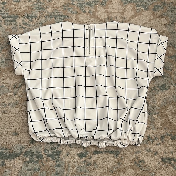 Melloday Women M Black white Plaid Pullover Top zipper detail in back size M - Picture 7 of 10